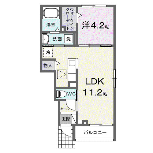 デフィ東川口(1LDK/1階)の間取り写真