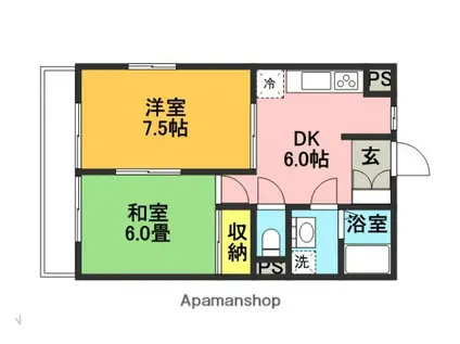 テラオハウスⅢ(2DK/2階)の間取り写真