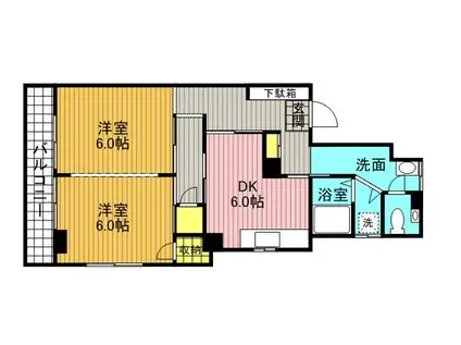 佐藤ビル(2DK/2階)の間取り写真