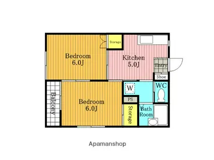 栄和ホームタウン(2K/2階)の間取り写真