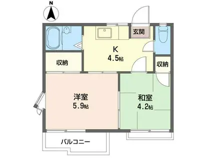 瀬ヶ崎サンハイツA棟(2K/2階)の間取り写真