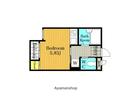 BRIGHT北浦和駅前(ワンルーム/2階)の間取り写真
