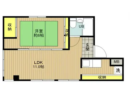 ひかりビル(1LDK/4階)の間取り写真