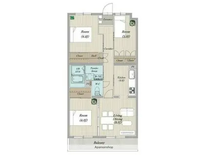 PLENDY北浦和(3LDK/3階)の間取り写真