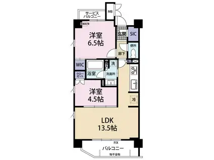 PARKSIDE HILL(2LDK/6階)の間取り写真