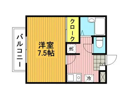 カーサクーナ(1K/1階)の間取り写真