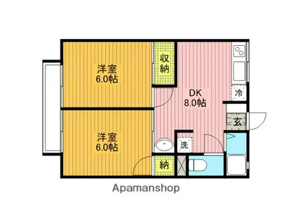 シティハイムアメニティ(2DK/2階)の間取り写真