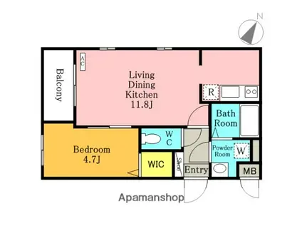 パサージュ(1LDK/1階)の間取り写真