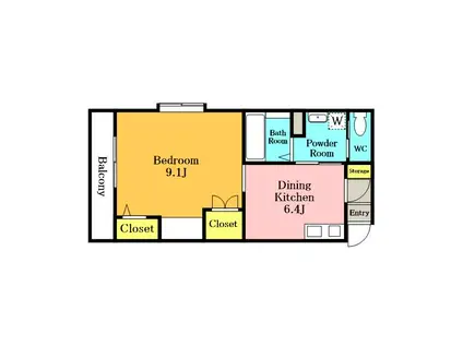 ジェントリー(1K/1階)の間取り写真