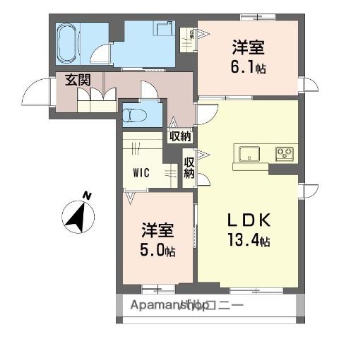 クレアトゥール アネックス(2LDK/2階)の間取り写真