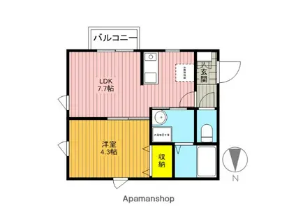 ルクティア(1LDK/2階)の間取り写真