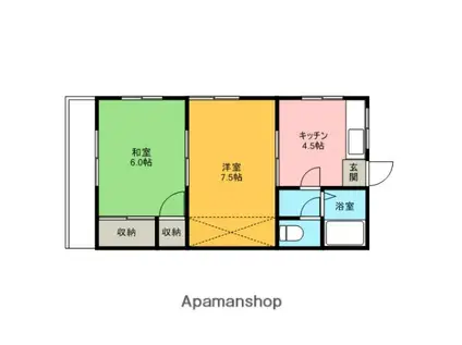 メゾン加賀(2DK/1階)の間取り写真