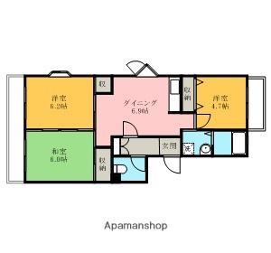 カサベルデ壱番館(3DK/1階)の間取り写真