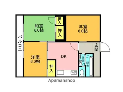 ソリストハイツ(3DK/2階)の間取り写真