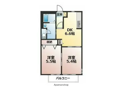 ディアスふじ(2DK/1階)の間取り写真