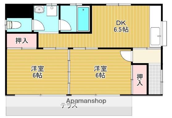 高崎線 桶川駅 徒歩20分 1階建 築44年(2DK)の間取り写真