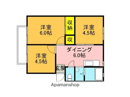 パナハイツアーバン榎本A(3DK/2階)の間取り写真