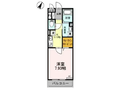 エヴァーラスティング桶川(1K/2階)の間取り写真