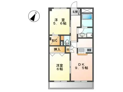 フォンテアベニュー(2DK/4階)の間取り写真