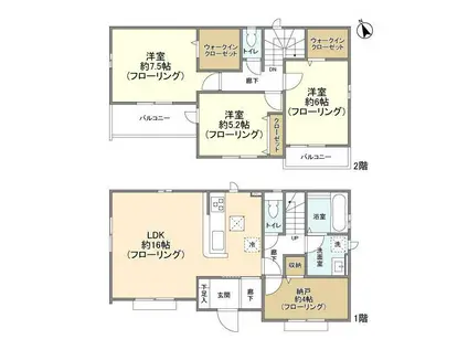 埼玉新都市交通 羽貫駅 徒歩13分 2階建 築4年(3SLDK)の間取り写真