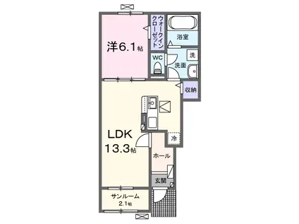 ヒル ブリーゼ(1LDK/1階)の間取り写真