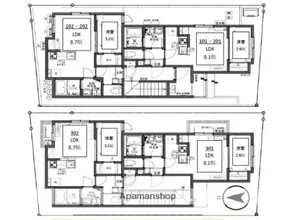 KEIAI RESIDENCE 上尾Ⅱ(1LDK/3階)の間取り写真