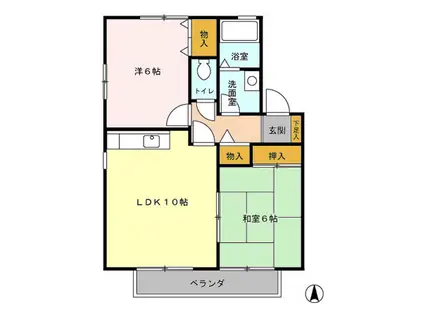 エーデル I(2LDK/2階)の間取り写真