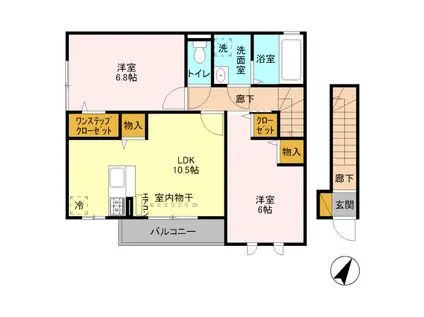 リヴェール(2LDK/2階)の間取り写真