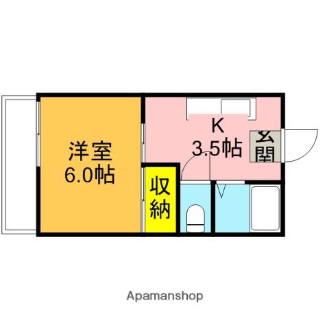 ハイツあおばC(1K/1階)の間取り写真
