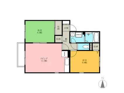 サンモール雄美(2LDK/2階)の間取り写真