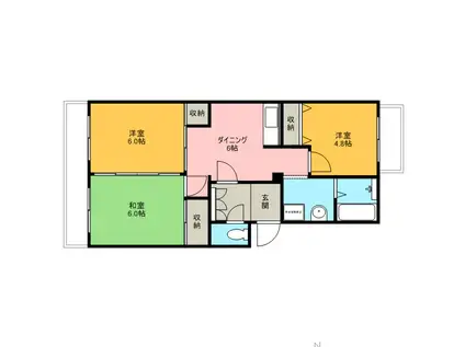 セジュールマンション(3DK/5階)の間取り写真