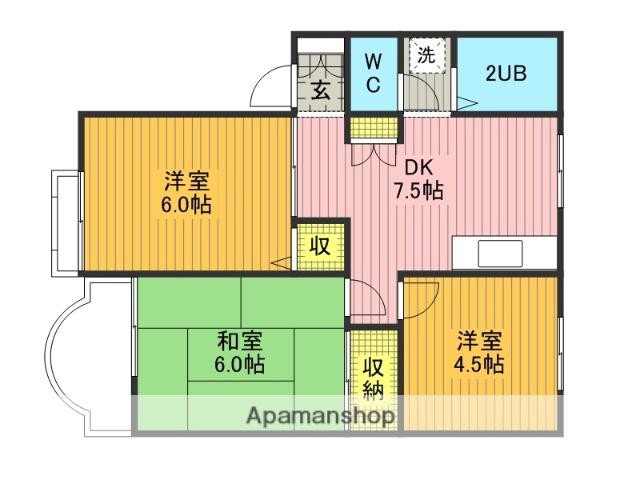 エリール緑丘(3DK/3階)の間取り写真