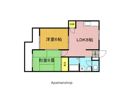 メゾン高砂(2DK/2階)の間取り写真