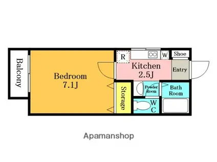クレシェンド(1K/1階)の間取り写真