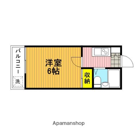 中浦和アローハイツ(1K/2階)の間取り写真