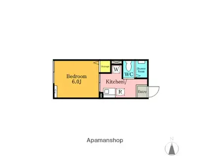 シティハイムアルファ(1K/1階)の間取り写真