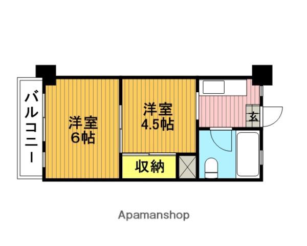 岸町八番館(1DK/3階)の間取り写真
