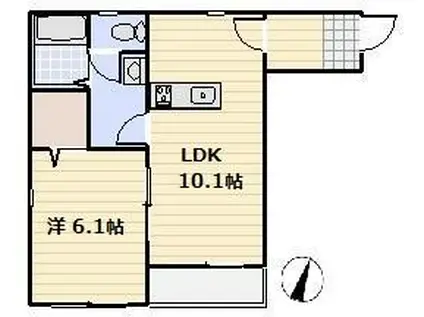 ビューノ浦和(1LDK/3階)の間取り写真