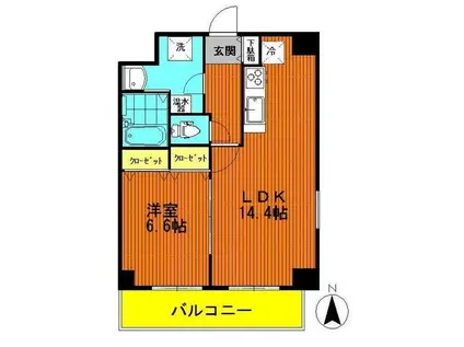 アクシーズタワー浦和岸町Ⅱ(1LDK/9階)の間取り写真