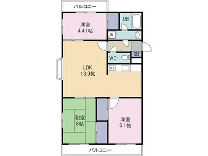メゾンデュモンテ(3LDK/7階)の間取り写真