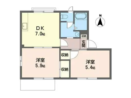 グリーンパレス松木A・B(2DK/1階)の間取り写真