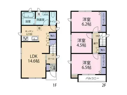 京浜東北・根岸線 浦和駅 徒歩8分 2階建 築3年(3LDK)の間取り写真