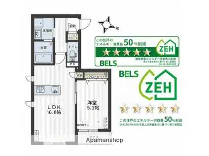 LA MERVEILLE URAWA(1LDK/1階)の間取り写真