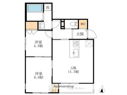 LA MERVEILLE URAWA(2LDK/2階)の間取り写真