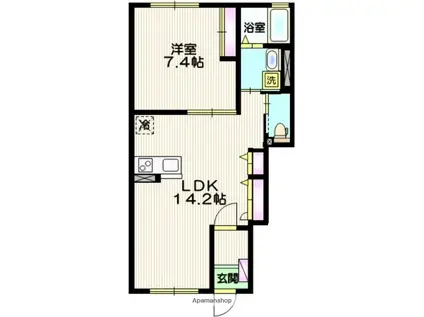 ハイムS・K(1LDK/1階)の間取り写真