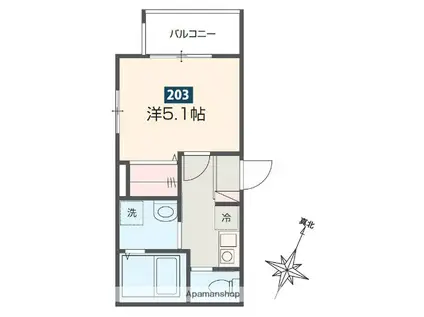 ハレアカラ東浦和(1K/2階)の間取り写真