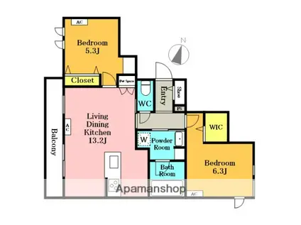 JUGENT LICHT(2LDK/3階)の間取り写真