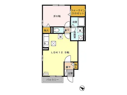 ローズコートM(1LDK/1階)の間取り写真