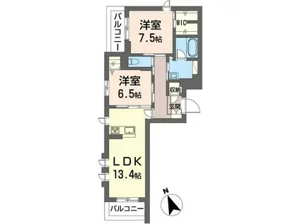 ヴィラケーパ(2LDK/3階)の間取り写真