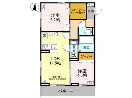 ユートリIII(2LDK/2階)の間取り写真